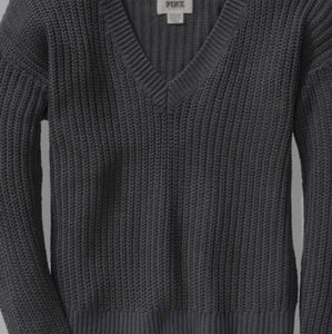 New VS PINK V-NECK SWEATER S Gray